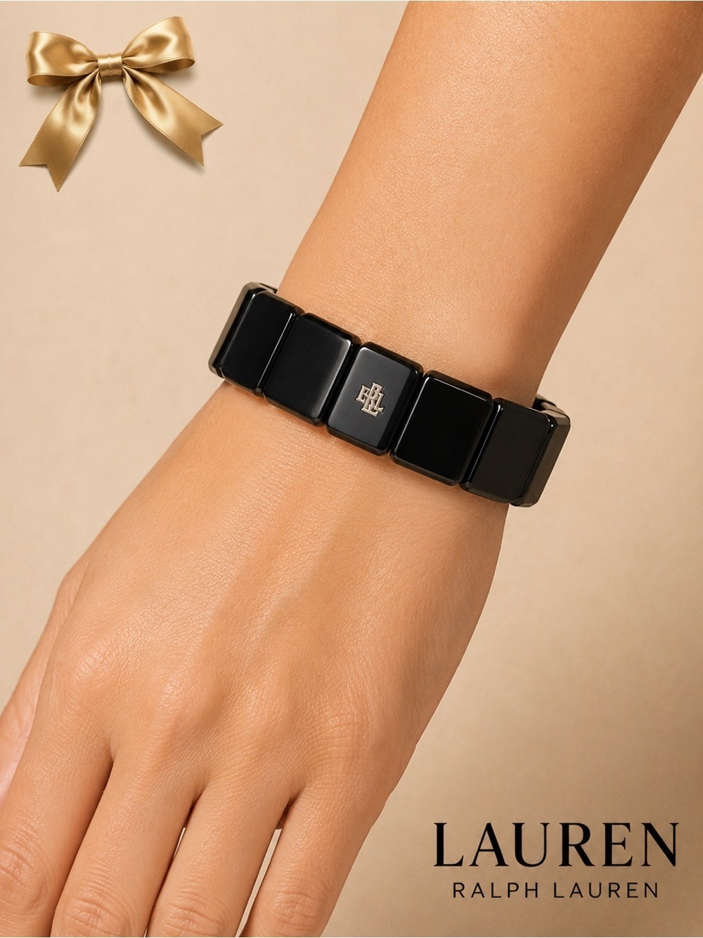 Lauren Ralph Lauren Hematite Black Stretch Bracelet